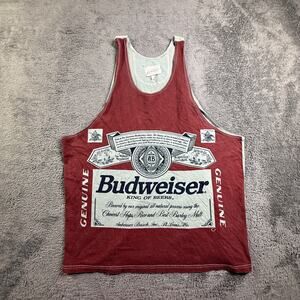 Vintage Budweiser Tank Top Shirt Mens XL Calhoun Prints Canada Beer Label